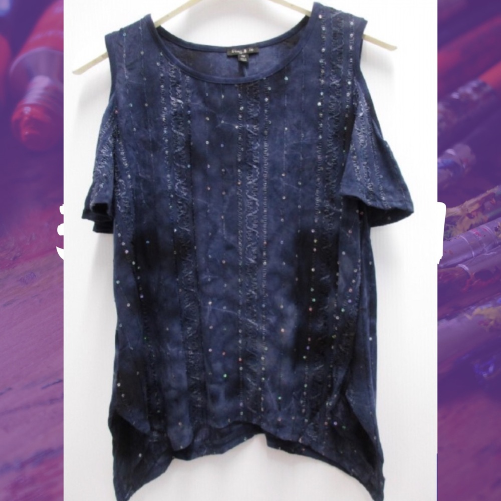 Sami & Jo Sequin Shirt Beautiful Cold shoulder top